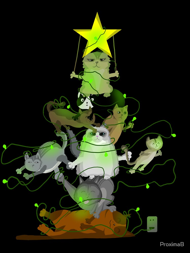 Christmas Tree Made Of Cats Funny Cat Lovers Christmas by ProximaB