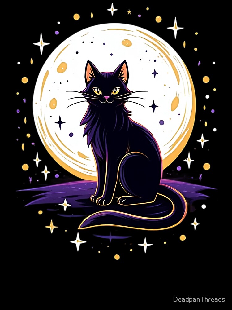 Black Cat Moon Halloween Magic by DeadpanThreads