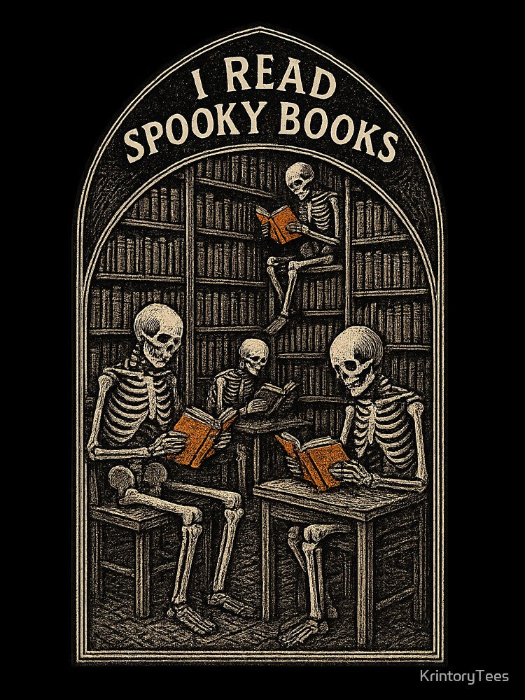 I Read Spooky Books – Skeleton Library | Dark Academia Halloween by KrintoryTees