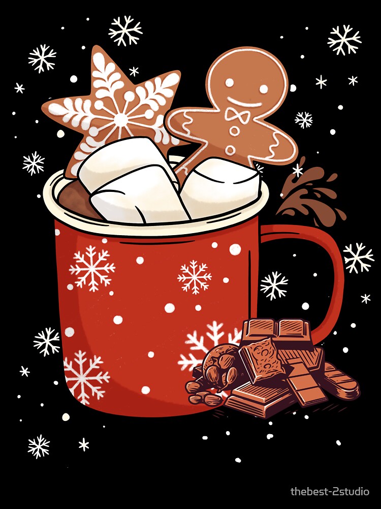 Cute Hot Cocoa with Marshmallow & Gingerbread by thebest-2studio