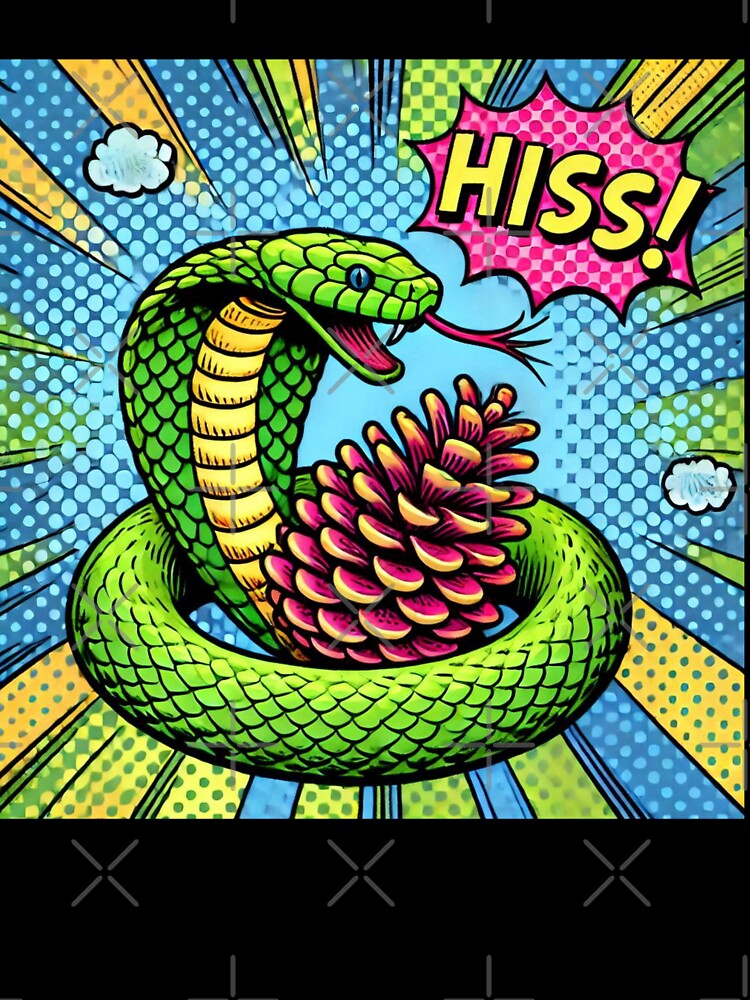 Christmas Vintage pop art Green snake with cone,christmas animals,christmas Vintage by Expressions-Sel