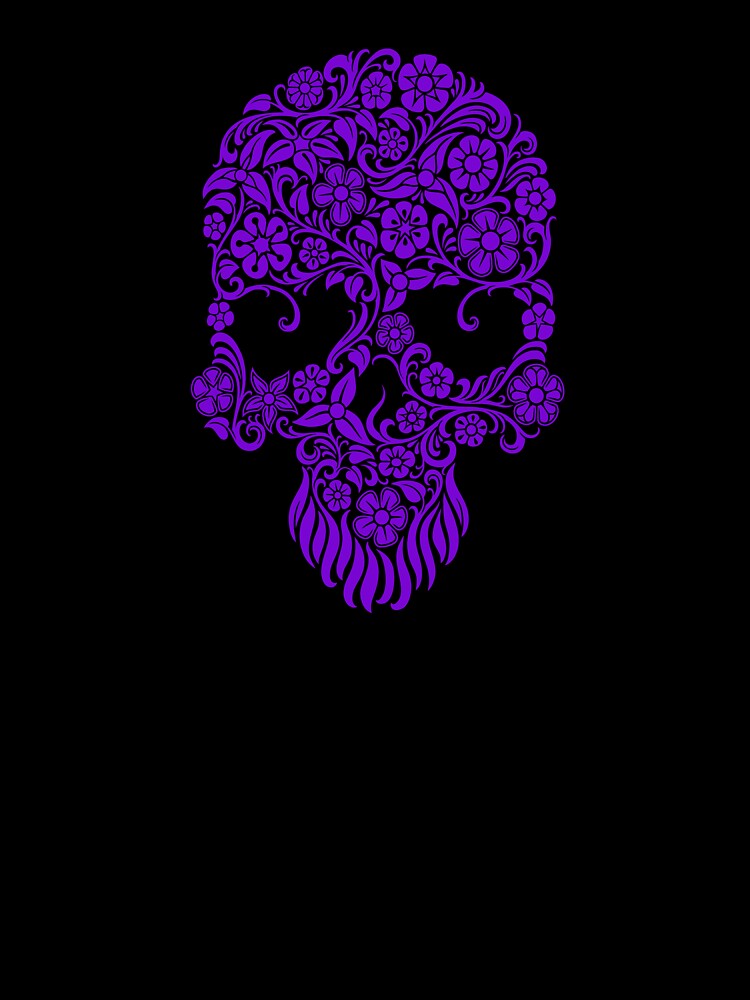Purple Flowers and Vines Sugar Skull Design by JeffBartels
