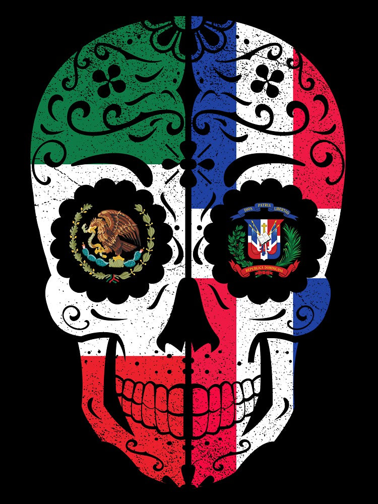 Mexican Dominican Flag Sugar Skull by snickrdoodle