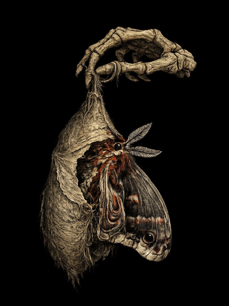Emergence From the Cocoon – Gothic Moth Skeleton Hand by halesyeahhh