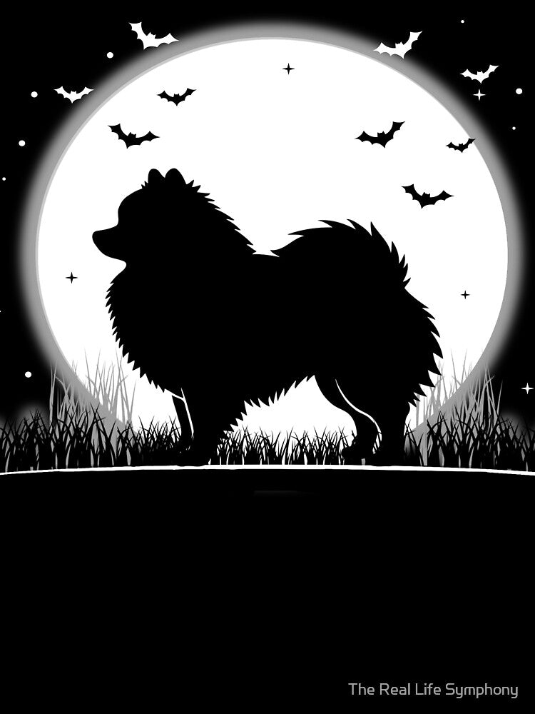 Pomeranian Dog – Halloween Moon Silhouette by The Real Life Symphony