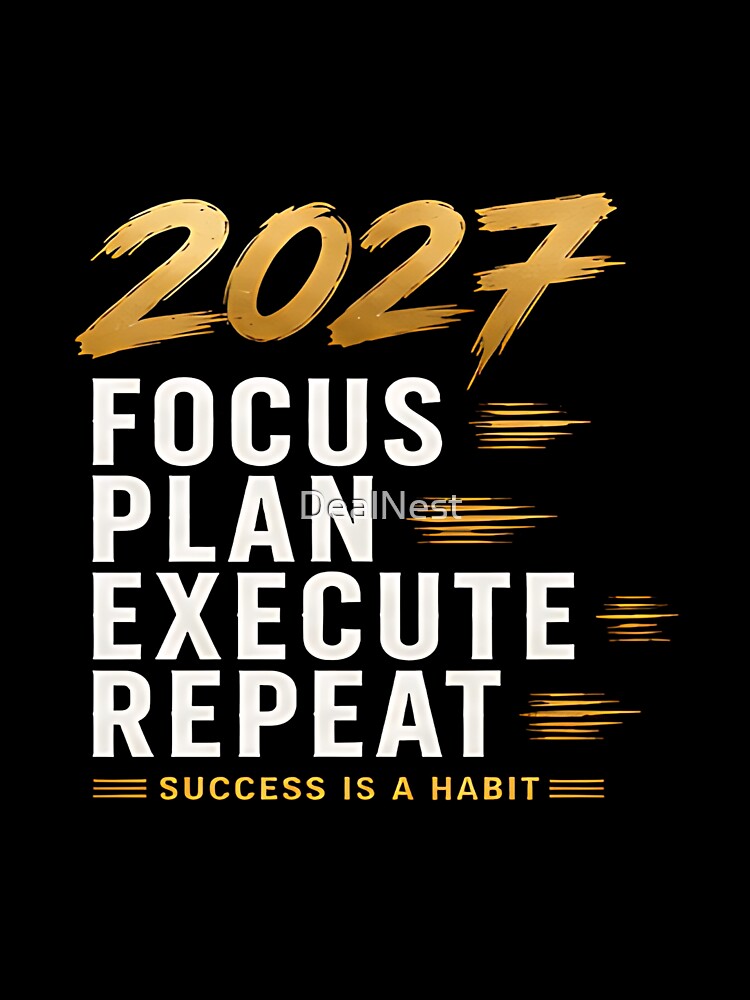 2027 Focus Plan Execute Repeat T-Shirt | Success Is A Habit Motivational Quote Graphic Tee by DealNest