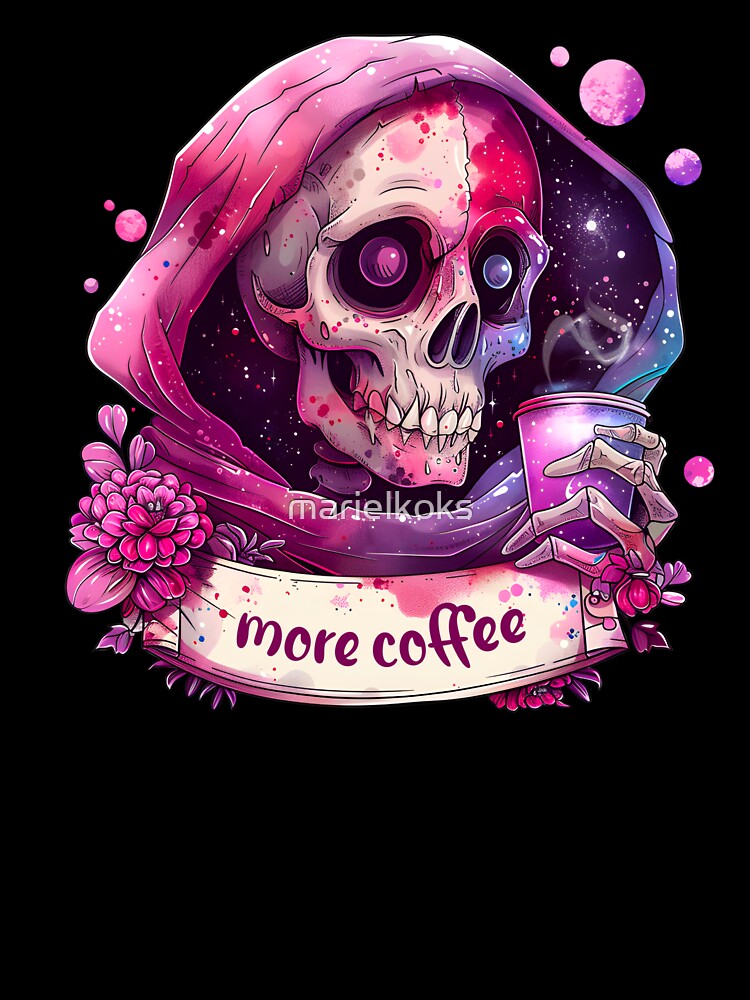 Funny skeleton. Coffee stickers. Glamour by marielkoks