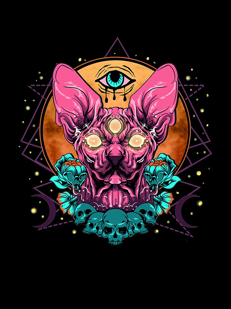 Cyber Goth Gothic Fashions Creepy Sphynx Cat by Turnerstore
