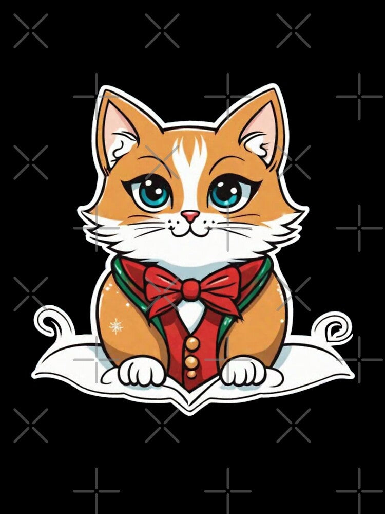 Cute brown Christmas cat with blue eyes. Christmas gifts for cats. by By-Jeff