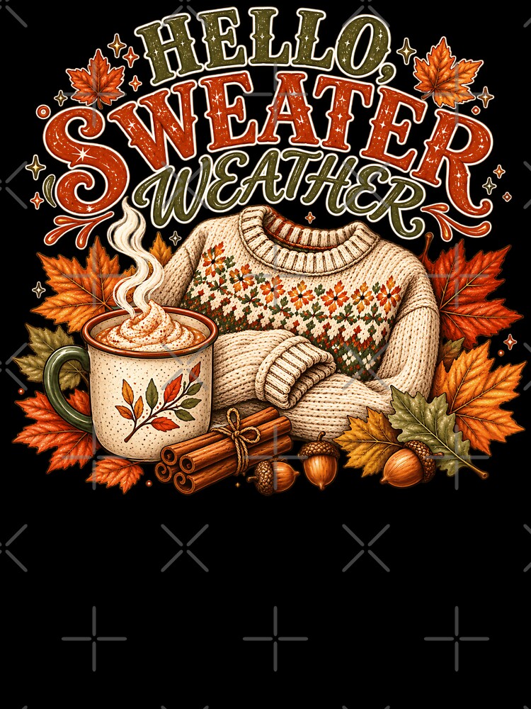 Hello Sweater Weather Autumn Cozy Design by Nordo Studio