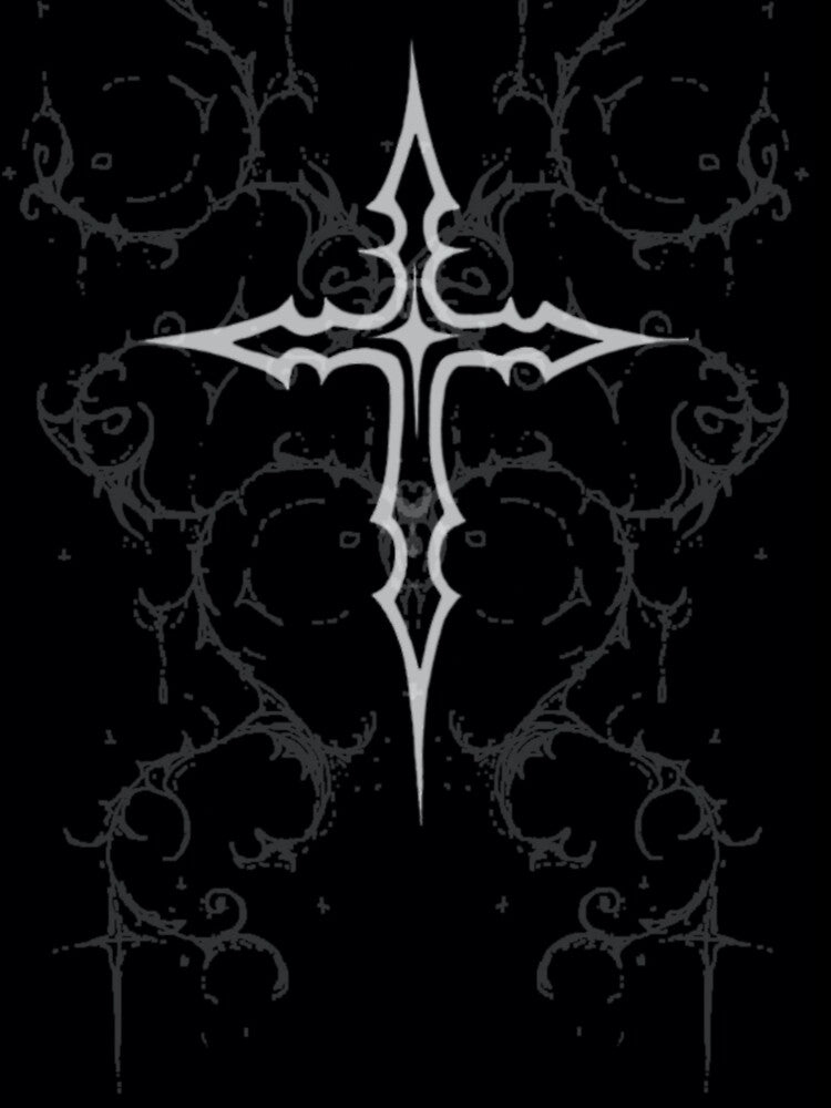 Cyber Sigilism Gothic Cross - Y2K Dark Aesthetic Spiky Graphic by BrontesWhimsyStore