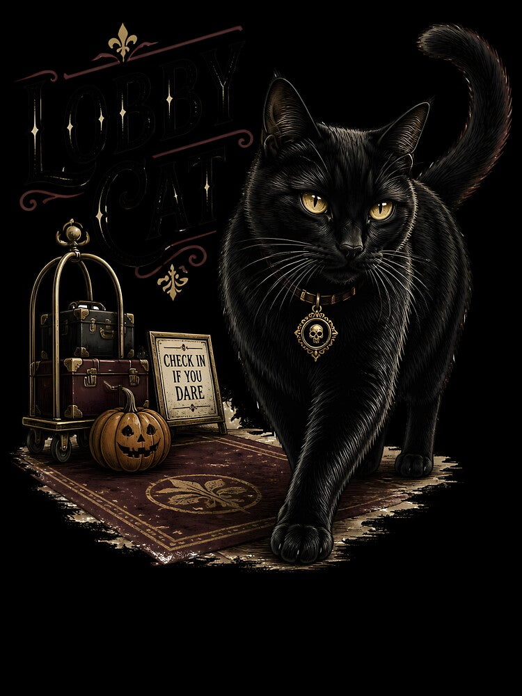 Haunted Lobby Cat Retro Halloween Poster Halloween by KristenosNehk