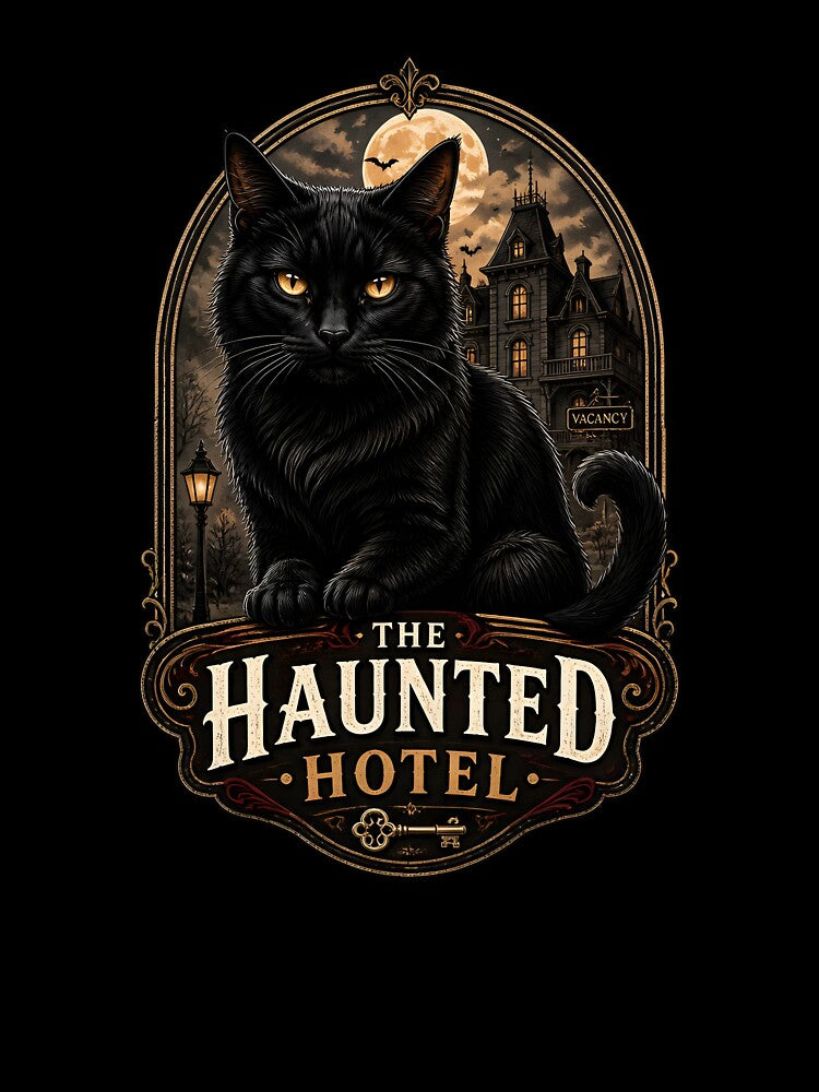 Haunted Hotel Cat Retro Halloween Poster Halloween by KristenosNehk