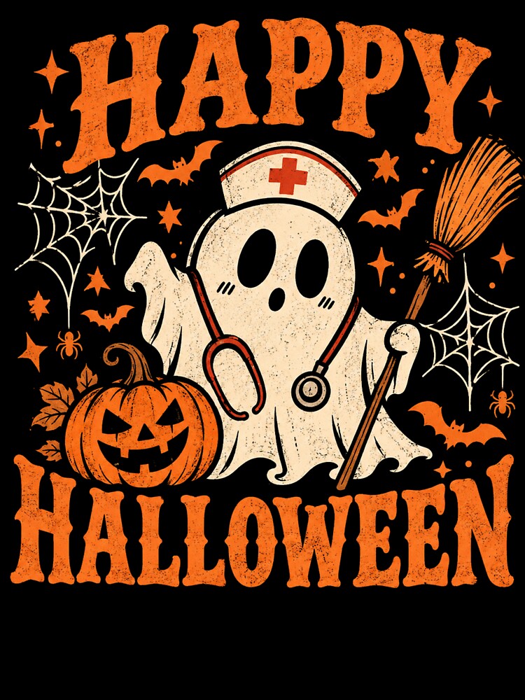 Halloween Nurse PNG, Cute Ghost Nurse Halloween Medical Pumpkin Design by Artbyrome