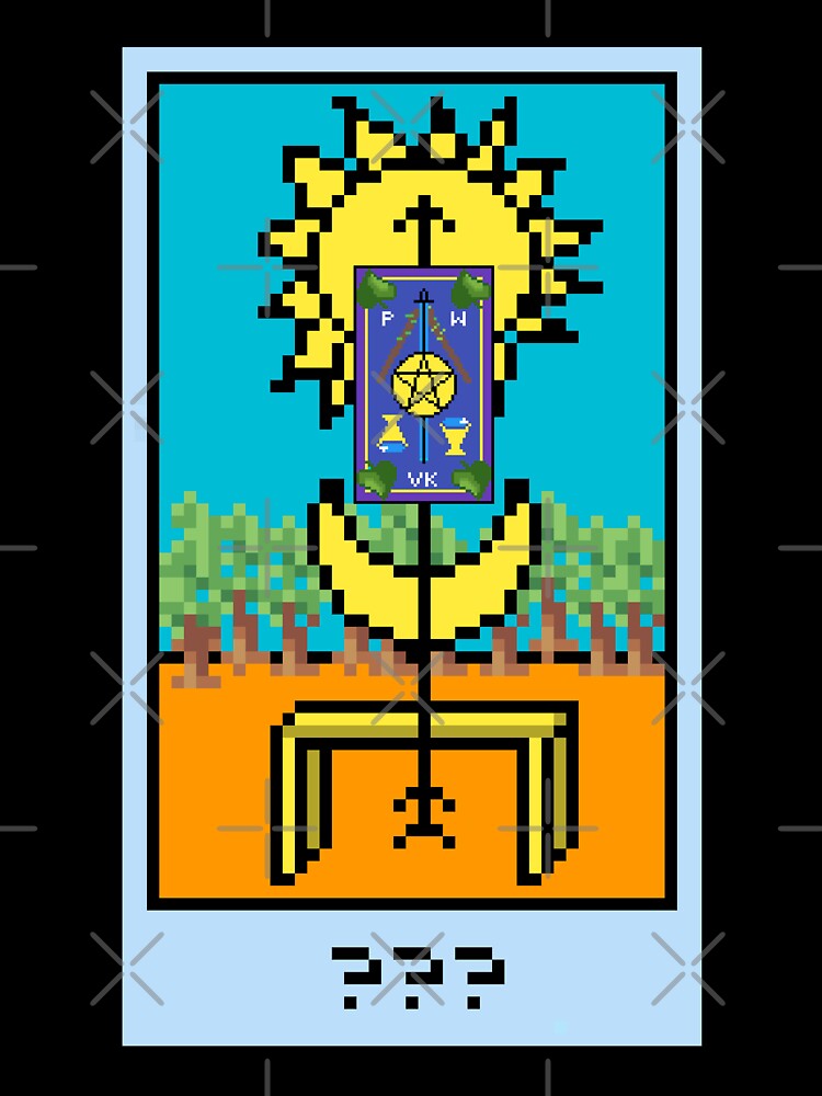 Wait, is this pixel art tarot? Yellow - Bonus Card (Design for T-shirt, stickers and other accessories) by Pixel Waite