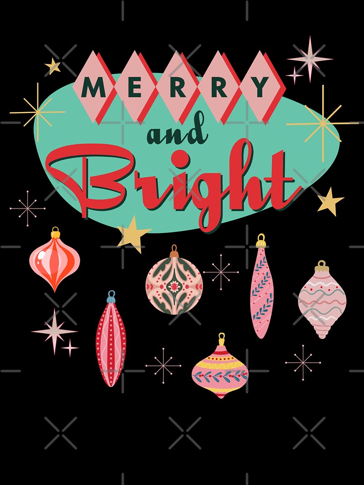 Retro Mid-Century Modern Merry and Bright Christmas Ornaments by BeansHotTees