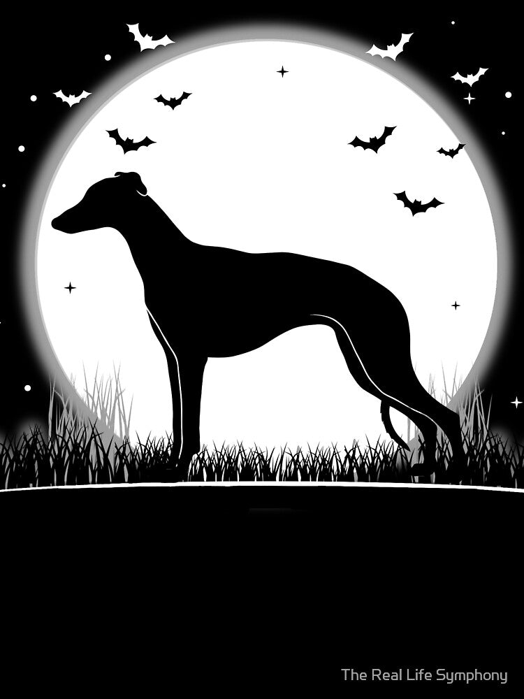 Whippet Dog – Halloween Moon Silhouette by The Real Life Symphony