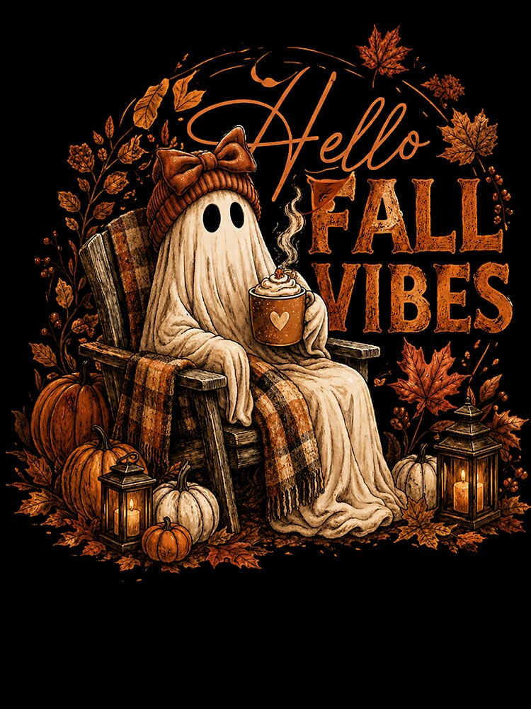 Hello Fall Vibes Autumn Ghost by leolawaller