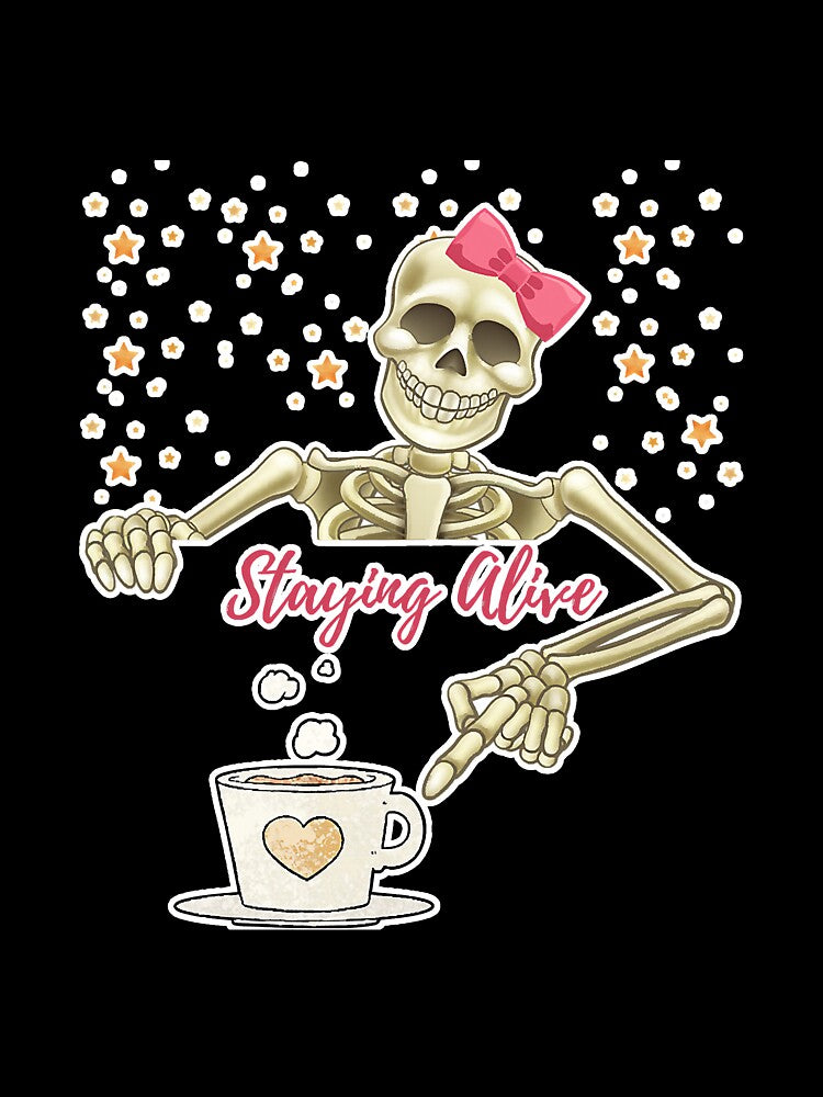 Staying Alive Skeleton Drink Coffee by SkyCloudBlue