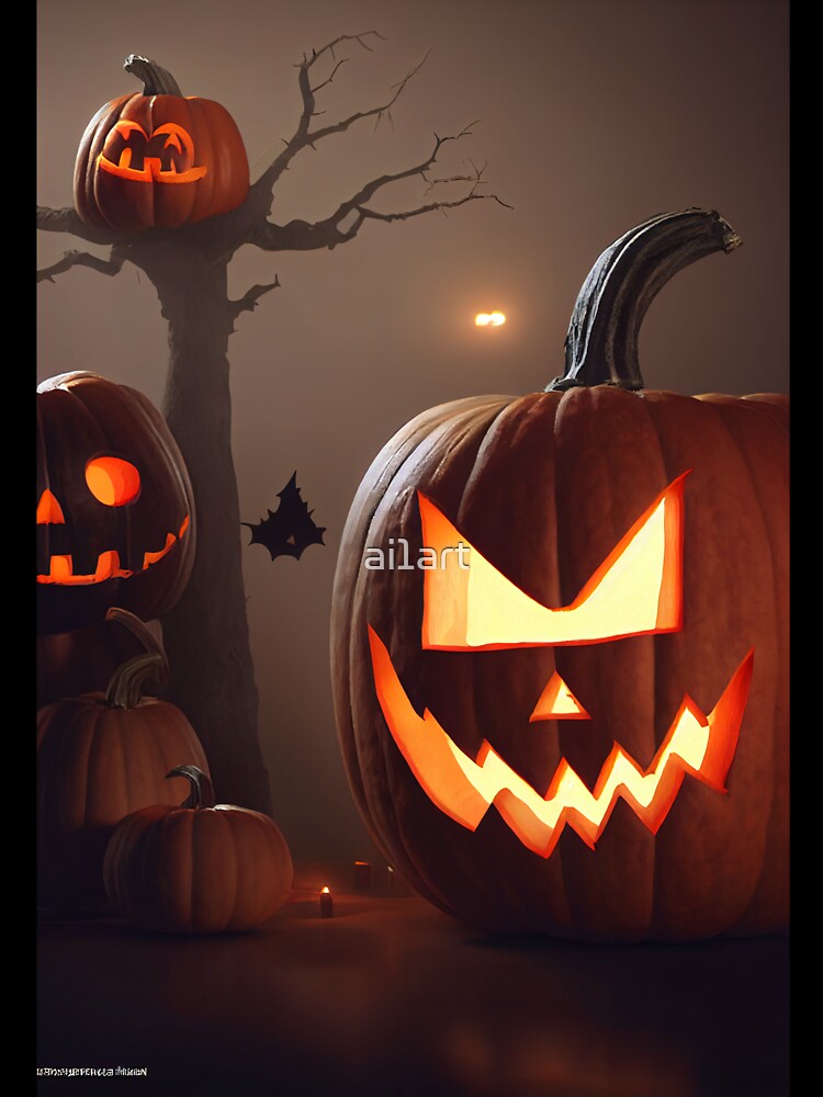 Halloween scary pumpkin heads by ai1art