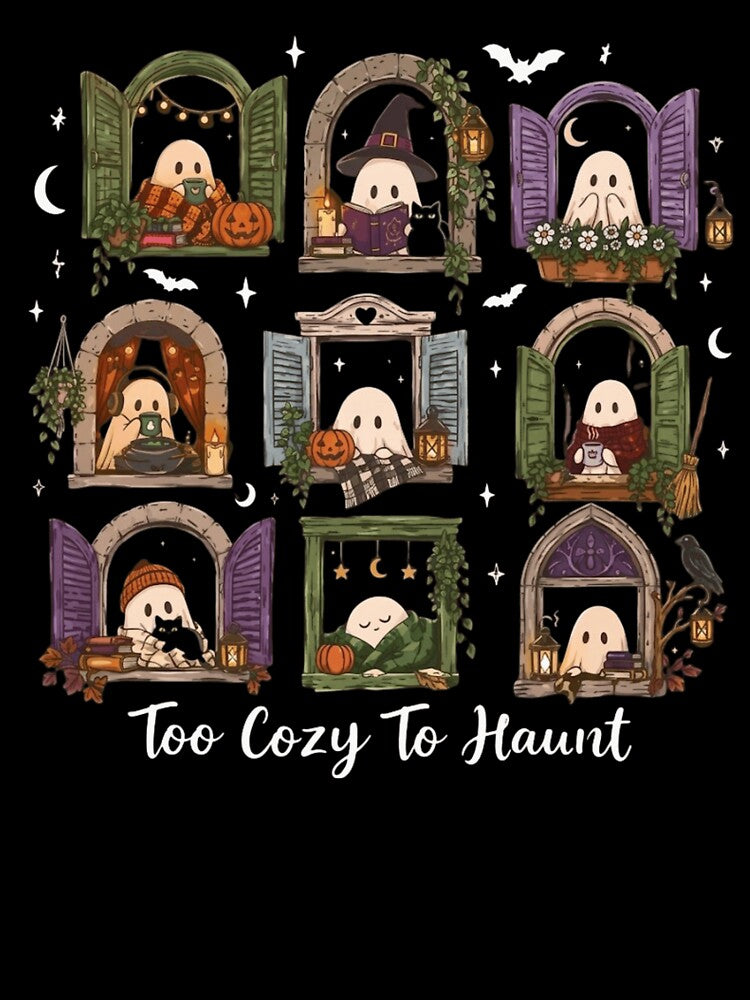 Too Cozy To Haunt Cute Ghost Windows Spooky Fall by haitrieuic96