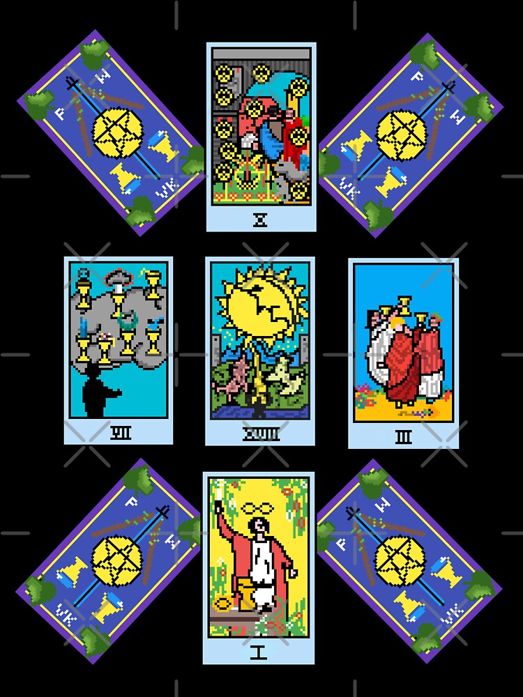 Pixel Waite Tarot - Celtic Cross Spread 30 Design for T-shirts and accessories by Pixel Waite