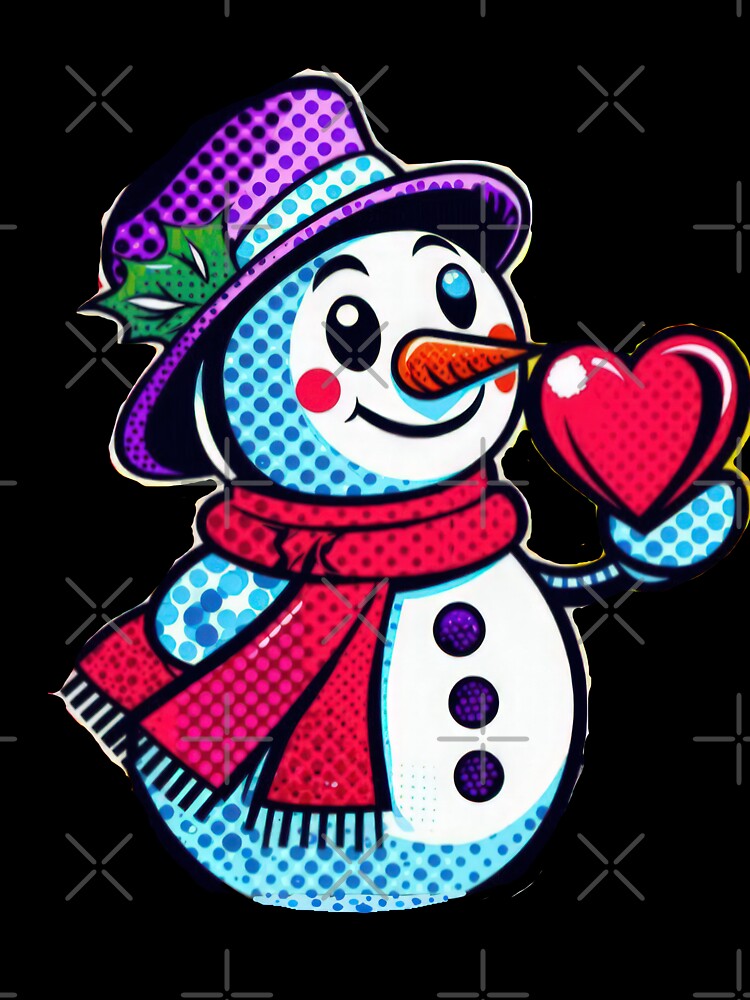 Christmas Vintage Funny Cute Snowman Holds Heart ,Christmas Snowmen,funny christmas ,Christmas by Expressions-Sel