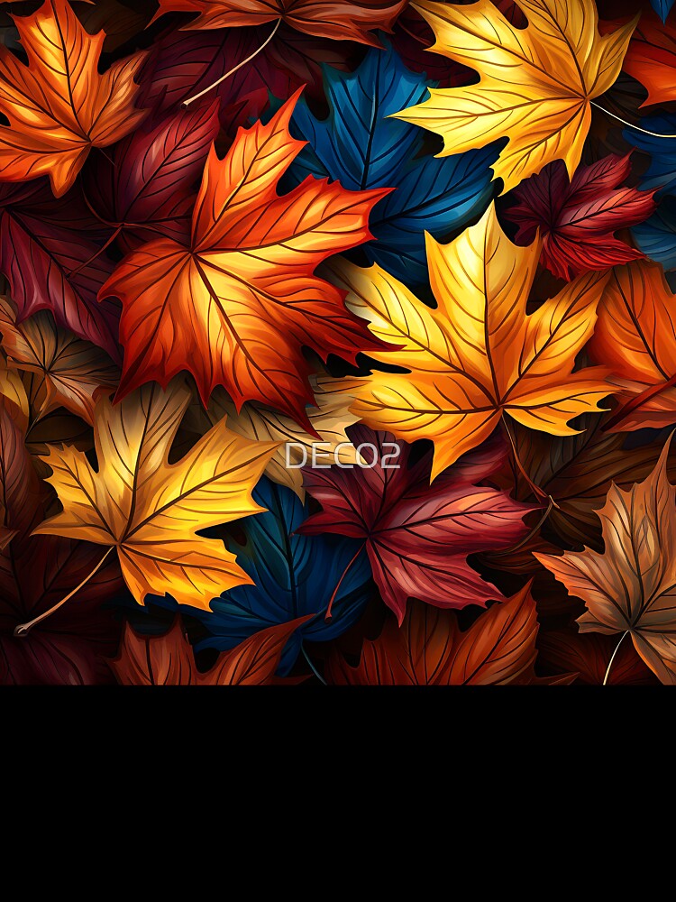 Autumn Fall Red And Yellow Leaves Design Art by DEC02