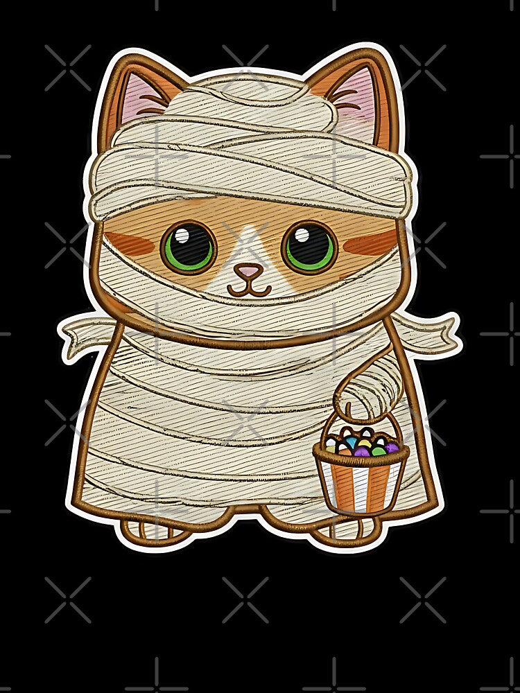 Halloween Cat Mummy Costume Cute Spooky Kitty Trick or Treat Pumpkin by ArtDesignTp