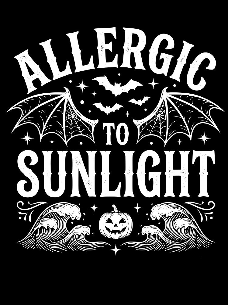 Allergic To Sunlight Gothic Vampire Shirt | Spooky Halloween Bat Aesthetic | Dark Academia Goth Gift by Maravillio