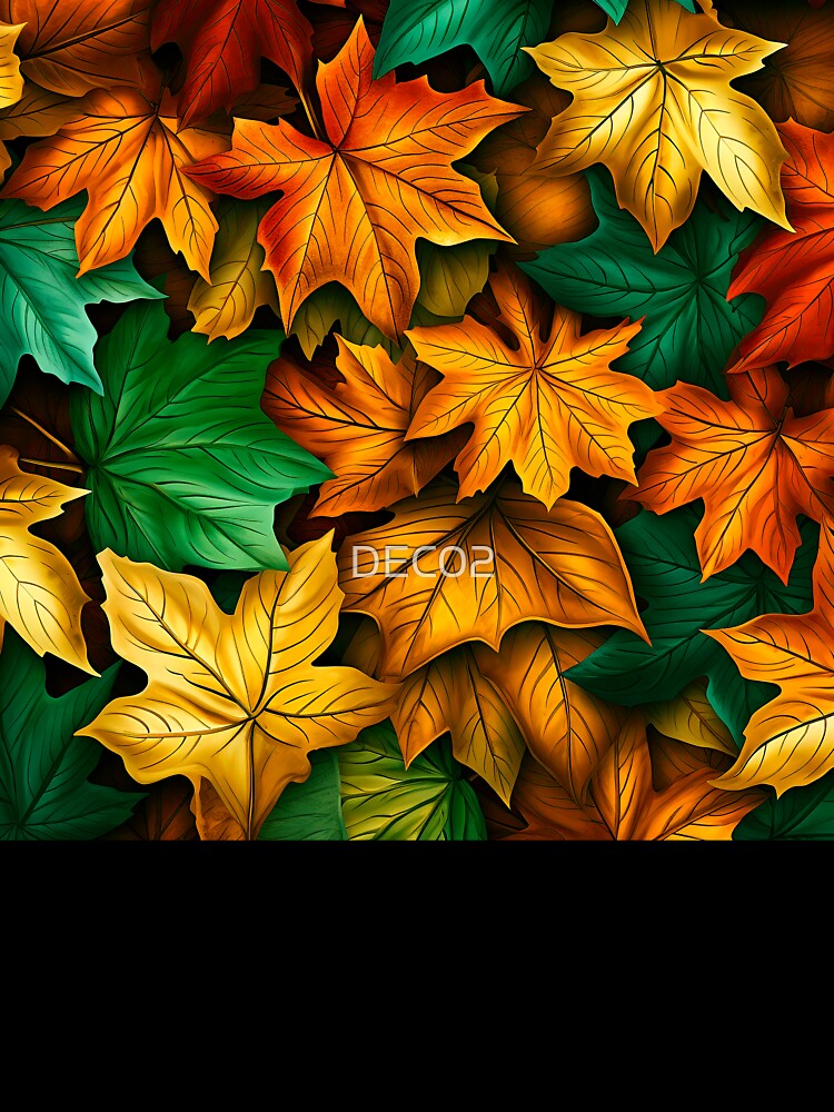 Fall Fantasy Leaves In Vibrant Golden And Green by DEC02