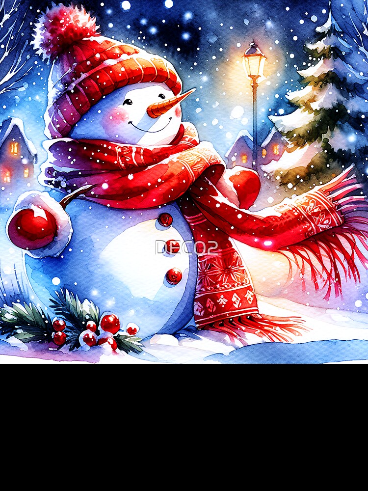 Christmas Snowman With Red Hat And Scarf by DEC02