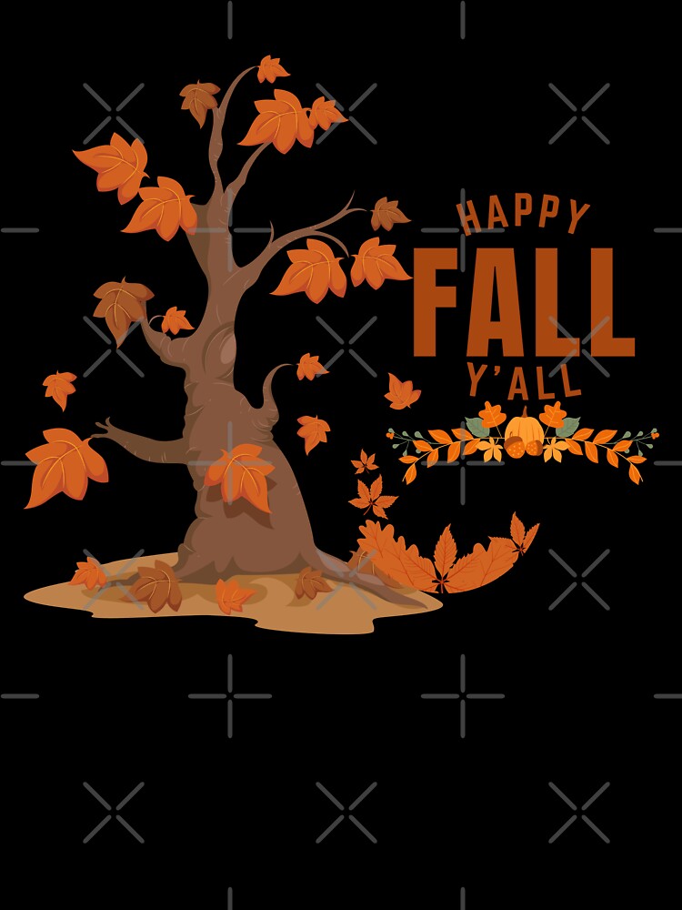 Happy Fall Y'all Autumn Pumpkin Floral Leaves Artwork by Feather Art