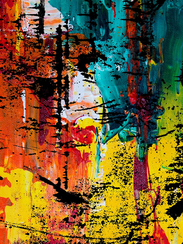 distressed t-shirt with colorful abstract painting by SocialStreet