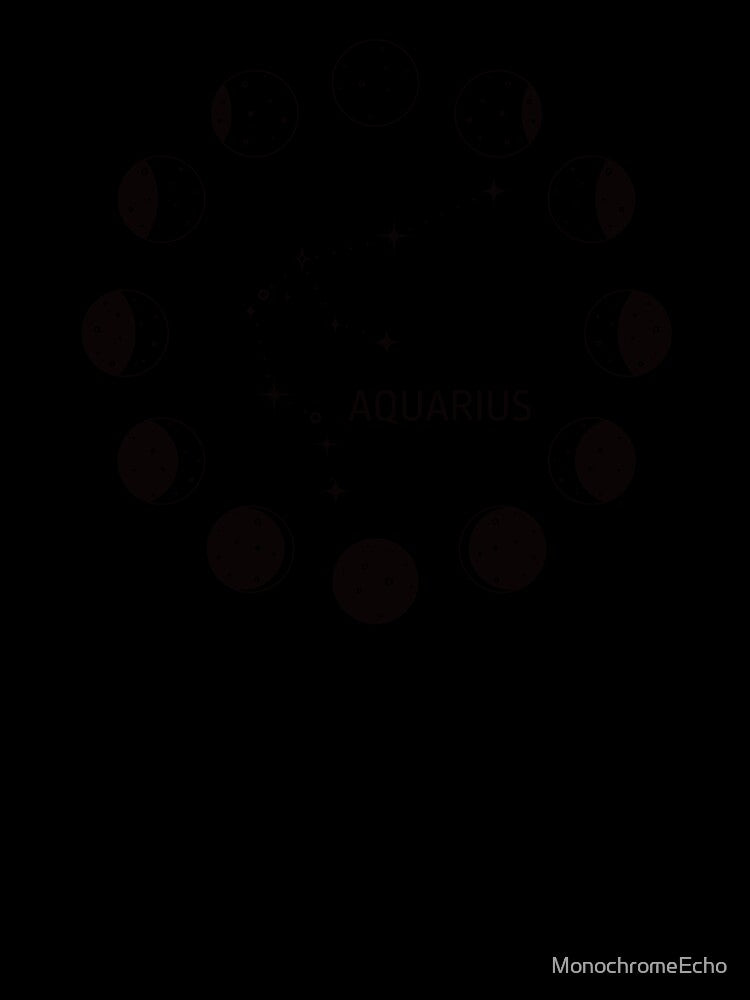 Moon phases and zodiac constellation Aquarius by MonochromeEcho