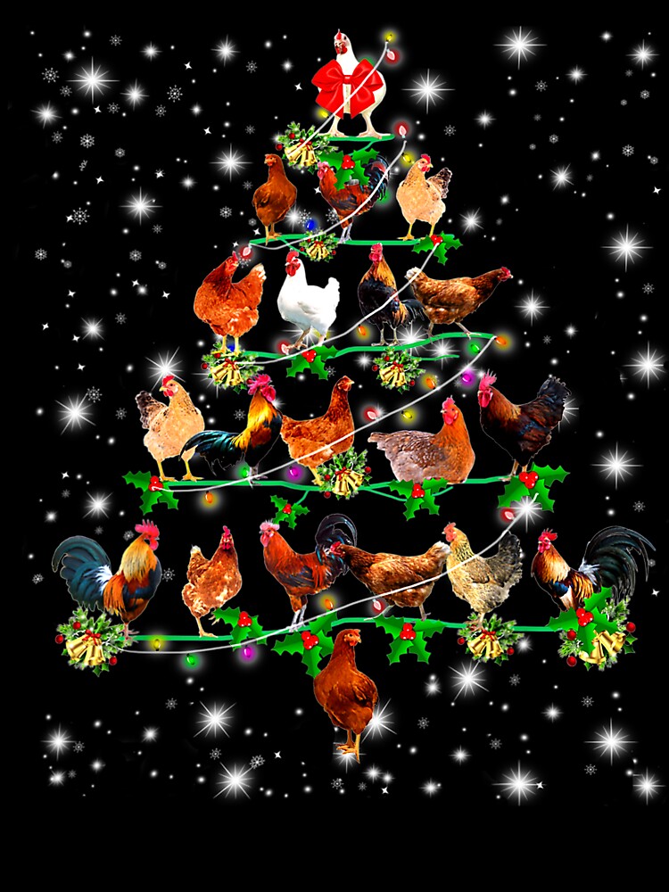 Funny Chickens Christmas Tree Tee Ornament Decor by DuongBui