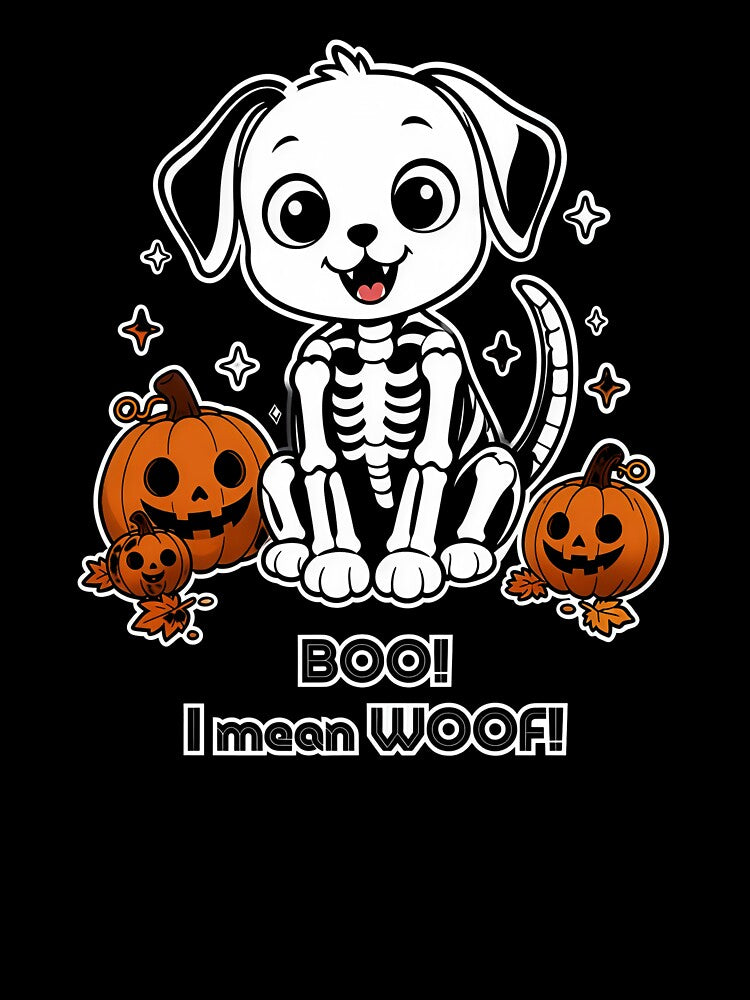 Skeleton Dog - Halloween Dog with Pumpkins by MaddyDesignsCo