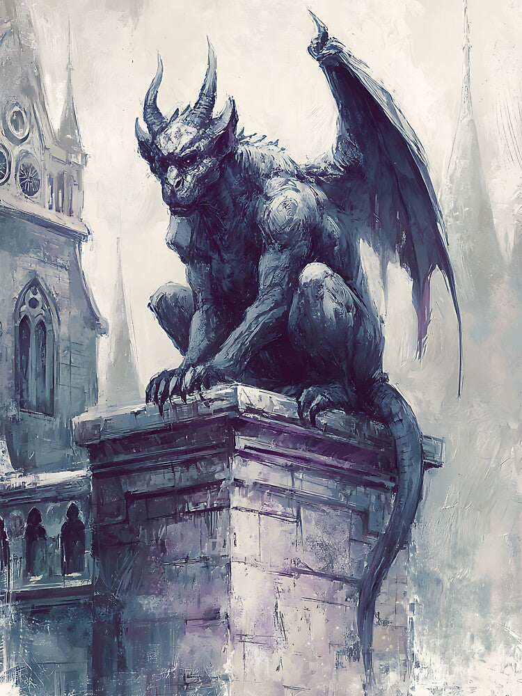 Moody Dark Academia Gargoyle Statue by bapupa