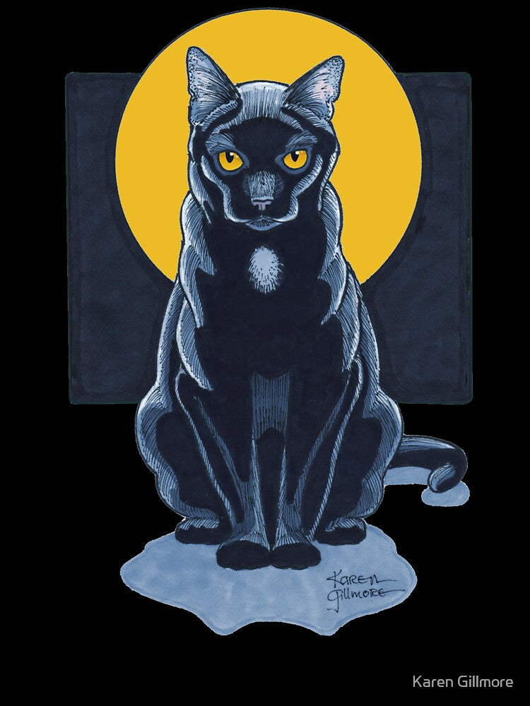Black Cat With Moon by Karen Gillmore