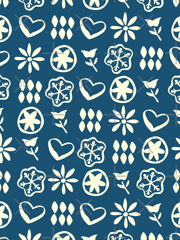 Retro Mid Century Nostalgic Vintage Christmas Pattern In Xmas Blue Cream by blomastudios