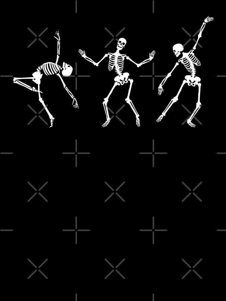 Skeletons Dancing White Halloween by MoodyGoodsStudio