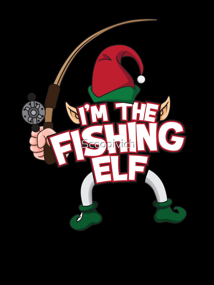 I'm the fishing elf funny Christmas illustration by Scoopivich