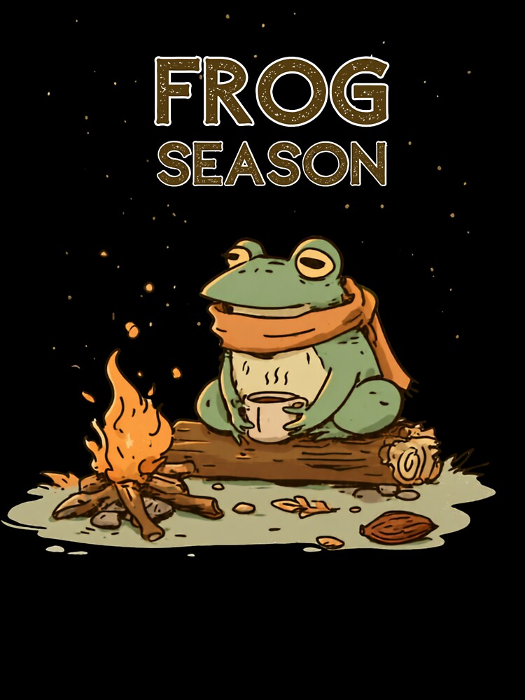 Frog Season - Cozy Autumn Frog with Hot Chocolate by the Campfire by AceEye