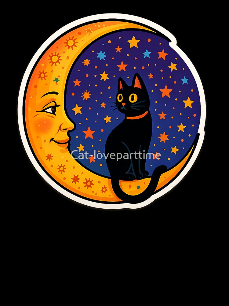 Moonlit Black Cat and Starry Dreams by Cat-loveparttime