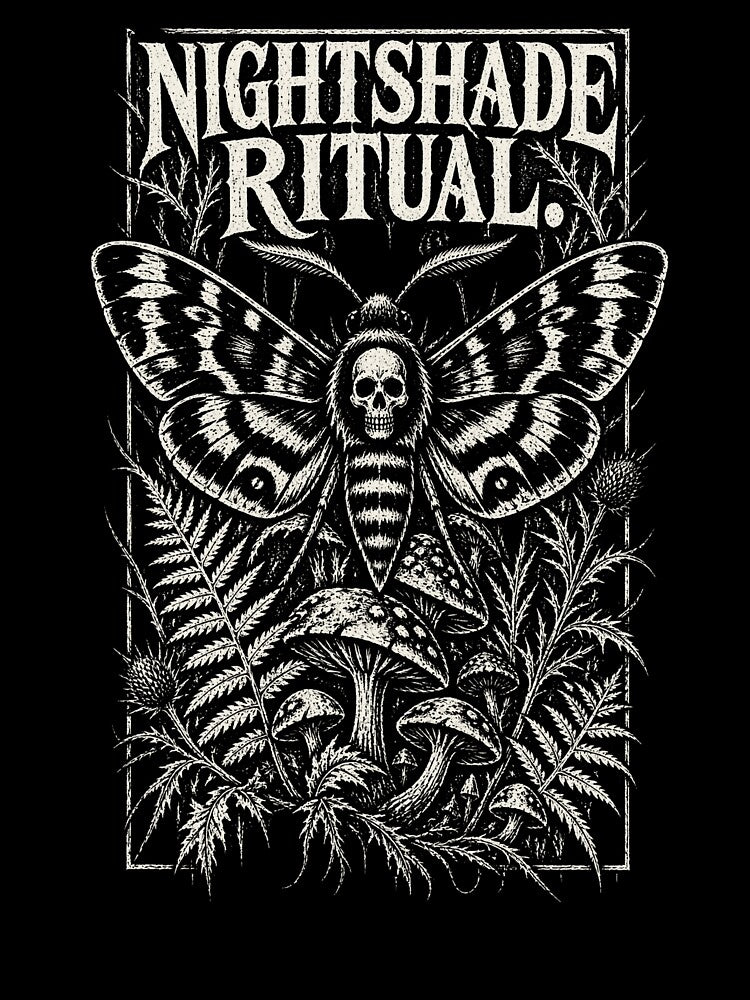 Nightshade Ritual – Death’s-Head Hawkmoth Gothic Linocut Art by Anyshca