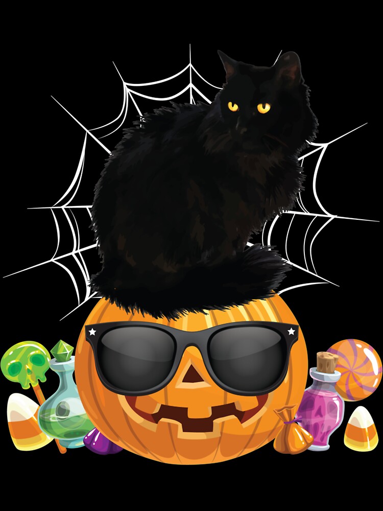 Black Cat Halloween Pumpkin Jack O Lantern Sweat by LaThresRice