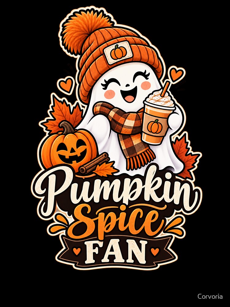Pumpkin Spice Fan Halloween Ghost Gift Fall Coffee Style by Corvoria