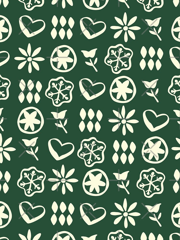 Retro Mid Century Nostalgic Vintage Christmas Pattern In Xmas Green Cream by blomastudios