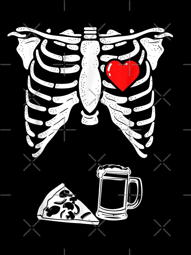 Dad Skeleton Halloween Beer Pizza Funny Pregnancy Couple Men by HumbleShirt