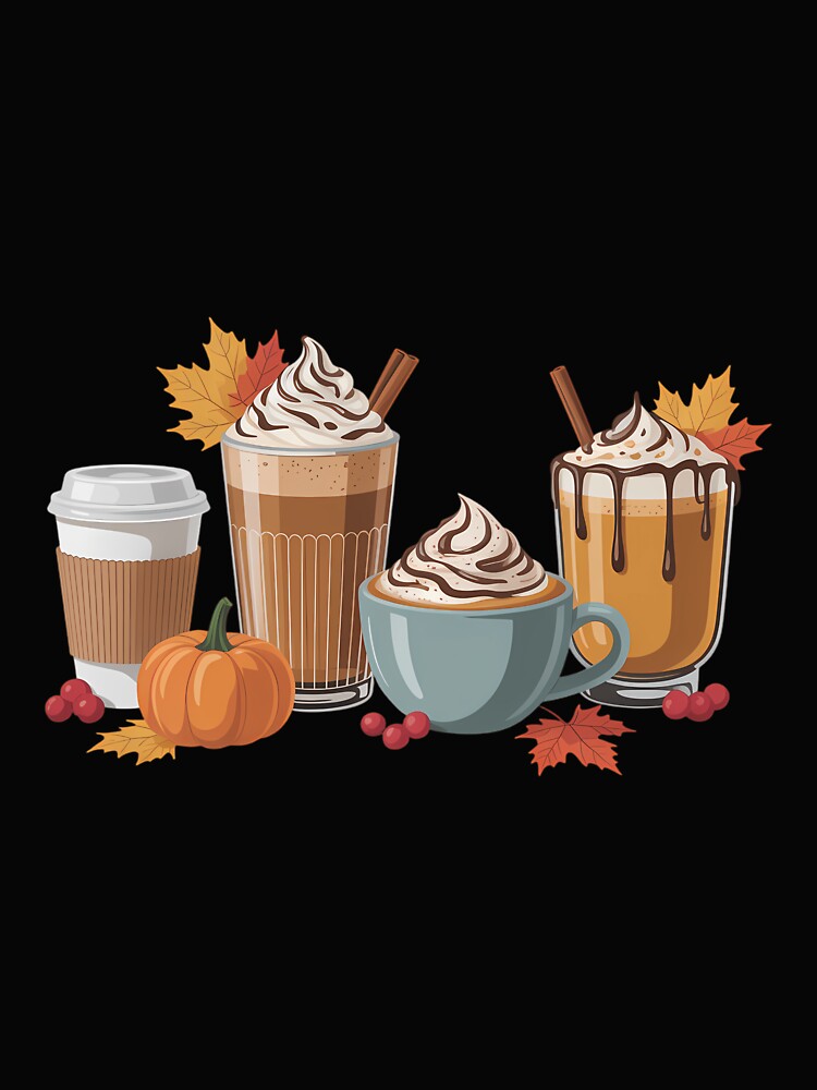 Pumpkin Spice Latte Coffee Cups Autumn Fall Season by HellD3vil-Art